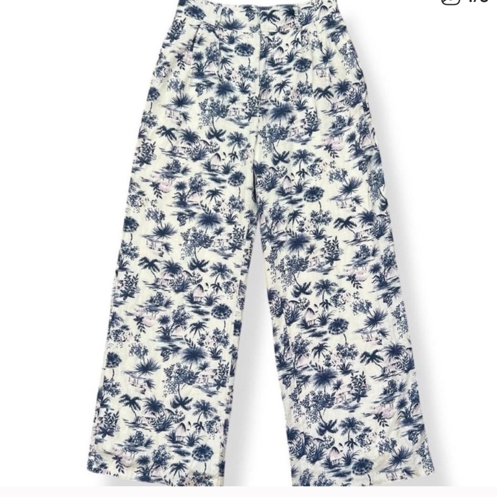 Abercrombie & Fitch White and Blue Sloane Wide Leg Pants